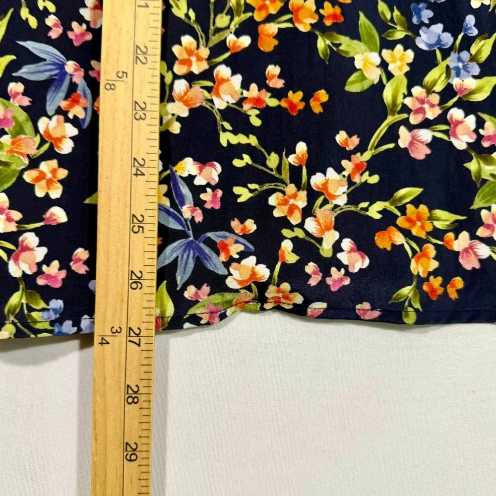 Jade Johnny Was Blouse S Womens Navy Silk Floral Tiered Sleeve Boho Whimsigoth